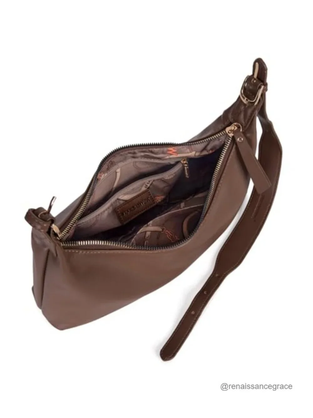 Women's Vegan Leather Medium Crescent Hobo Shoulder Bag Adjustable Strap